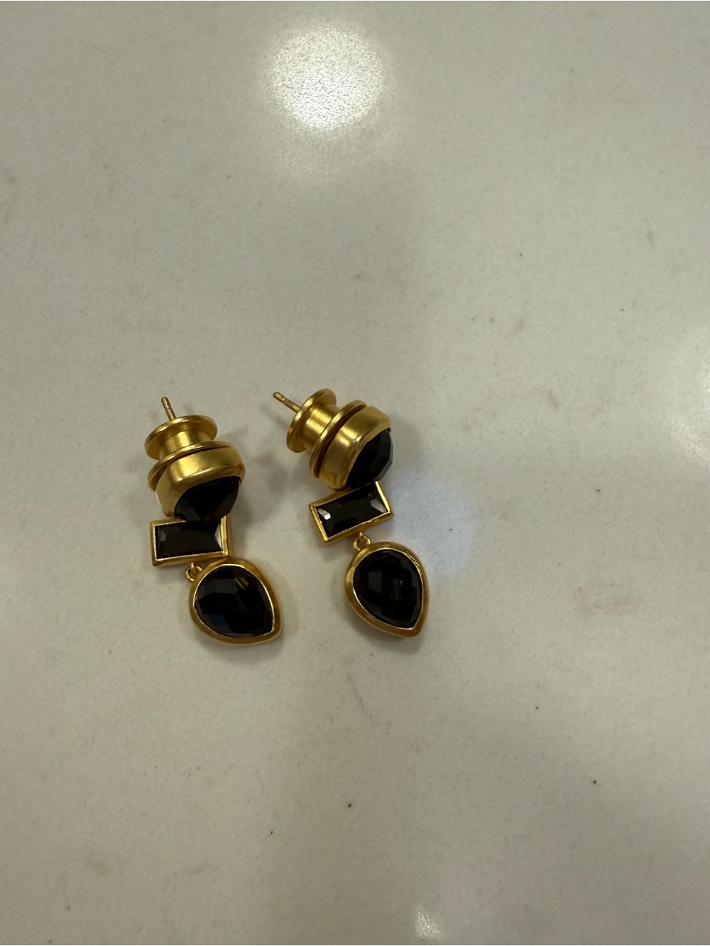 Julie Vos Gold-Tone Earrings with Black Stones